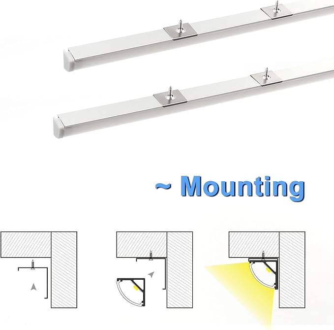 VST 10pack 3.3ft LED Channel, V Shape Led Diffuser Channel, LED Aluminum Channel System with Milky Cover, End Caps and Mounting Clips, Aluminum Profile for LED Strip Light Very Easy Installation