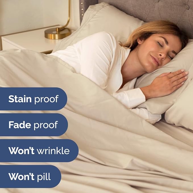 Split Head King Sheets Set - Top Split King Sheets for Adjustable Beds, Easy-Fit Split Head King Mattress - Flex Split Top King Sheets, Easy-Fit, Breathable, Deep Pocket Split King Sheets Set - Wheat
