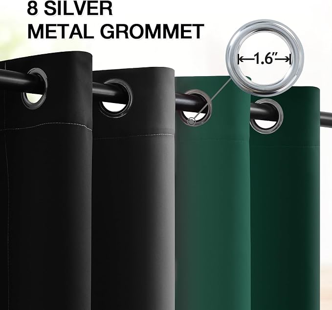 SimpleHome Ombre Green and Black Room Darkening Curtains 84 inches Length | - Image 4