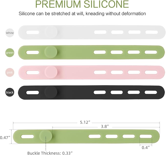 Donruby 24Pcs Silicone Cable Ties, Reusable Cord Organizer Straps, 4 Colors | - Image 2