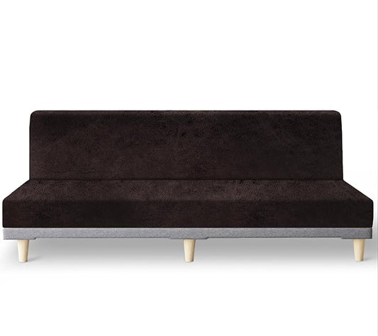 molasofa Leather Like Stretch Futon Slipcover Armless Futon Bed Sofa Cover Furniture Protector with Elastic Bottom, Soft and Washable Futon Cover for Sofa Bed Stay in Place（X Larger，Chocolate）