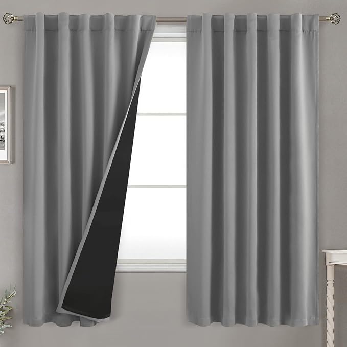 BGment Dove Grey 100% Blackout Curtains 63 Inch Length by BGment