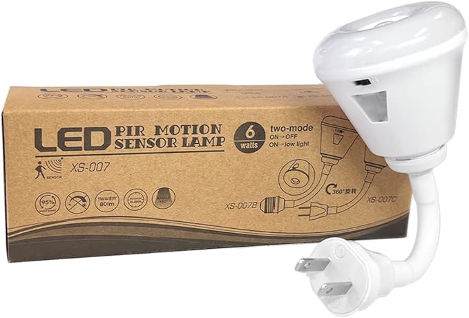 Plug-in Motion Sensor Night Light, LED Infrared Sensor 6W Light, AC 85-265V PIR Motion Detector Bulb (Warm Light, US Plug)