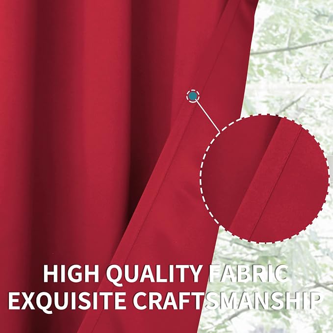 BGment Red Blackout Curtains for Bedroom 72 Inches Length - Image 6