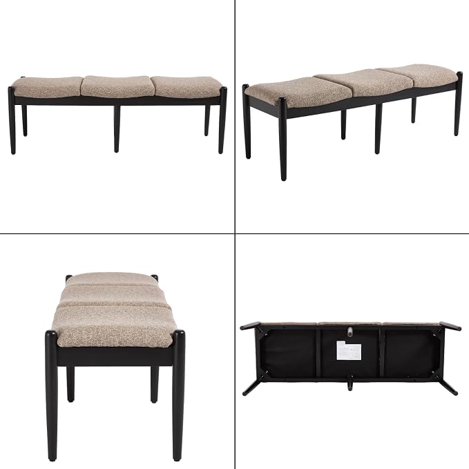 Modern Bedroom End of Bed Bench, Upholstered Entryway Bench Bed Ottoman Bench - Image 4