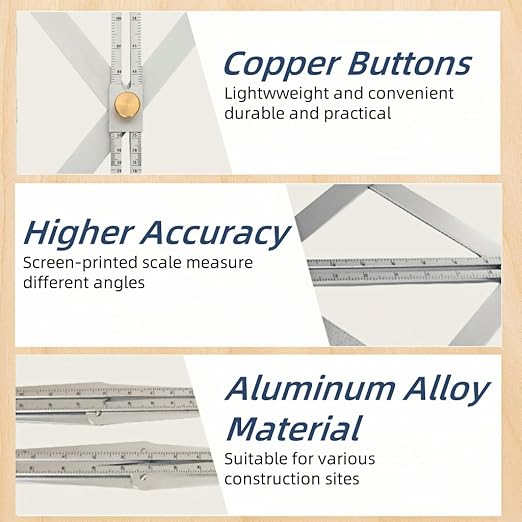 Premium Corner Angle Finder, Protractor Angle Finder Tool, Miter Angle Finder for Precise Cuts and Corner Measurements, Aluminum Alloy Build (Plastic-Long)