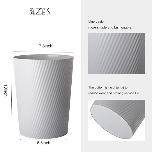 UUJOLY Small Bathroom Trash Can Wastebasket Garbage Can, 1.8 Gallon, Kids Room - Image 3