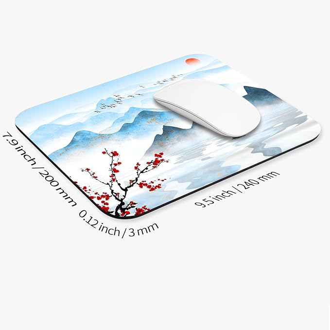 Armanza Square Mouse Pad Ink Painting Landscape, Personalized Premium-Textured Custom Mouse Mat Design, Washable Mousepad Cloth, Non-Slip Rubber Base Computer Mouse Pads for Wireless Mouse