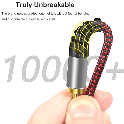Tiierzon RCA Cable 20Ft,2Rca Male to 2-RCA Male Audio Stereo Subwoofer Cable [Hi-Fi Sound] Nylon-Braided Auxiliary Audio Cord for Home Theater, HDTV, Amplifiers, Hi-Fi Systems,Speakers and etc (20Ft)