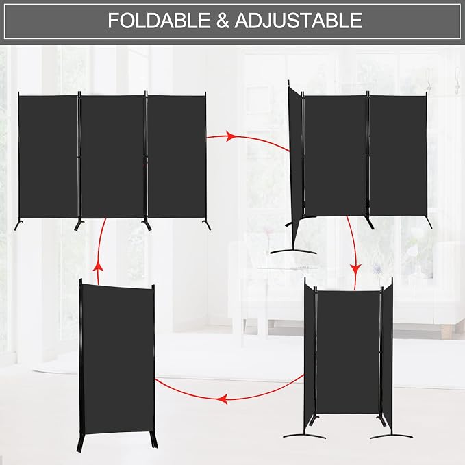 MAYOLIAH Partition Room Dividers 3 Panel Folding Privacy Screens 6 Ft Tall | - Image 4