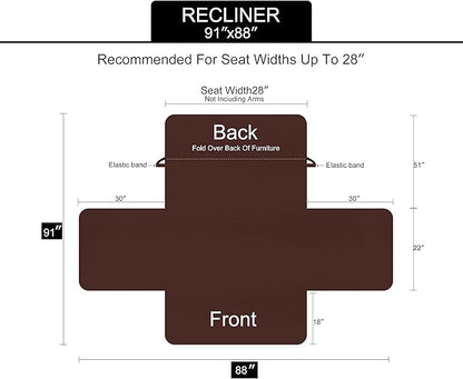 U-NICE HOME Recliner Chair Covers Reversible Chair Cover Pet Covers for Dogs with Elastic Straps Water Resistant Diamond Quilted (28''Recliner Oversized, Dark Grey/Light Grey)