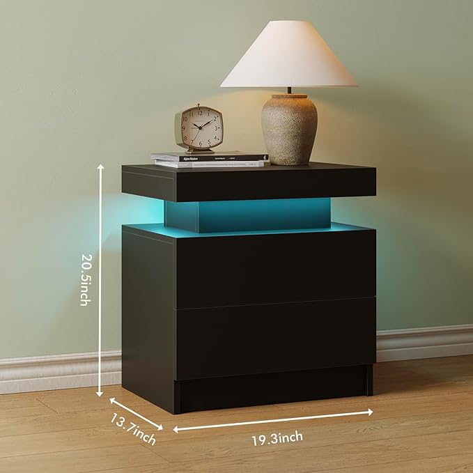 Modern White LED Nightstand for Bedroom Bedside Table - Image 2