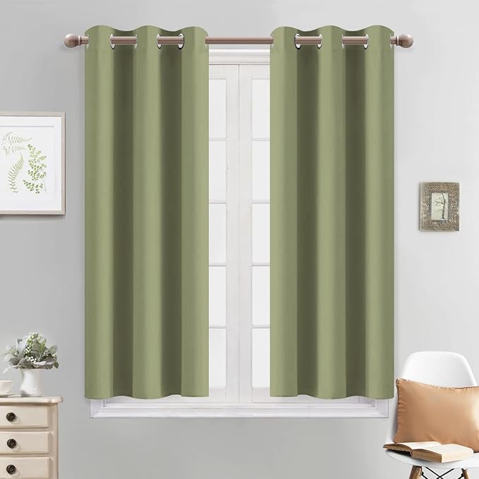 Yakamok Blackout Curtains 38x45 inch Sage Green Thermal Drapes-Bedroom | 2 by Yakamok