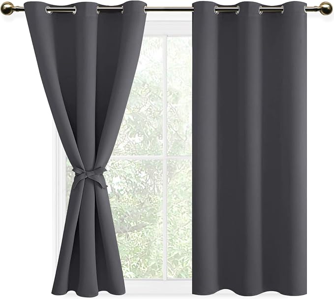 DWCN Dark Grey Blackout Short Curtains - Image 8