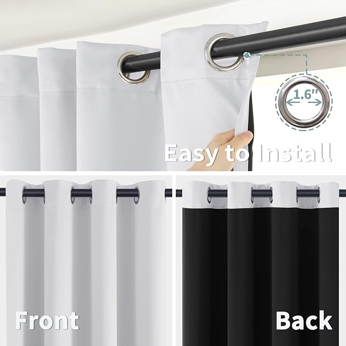 BGment Greyish White 100% Blackout Curtains - Image 6