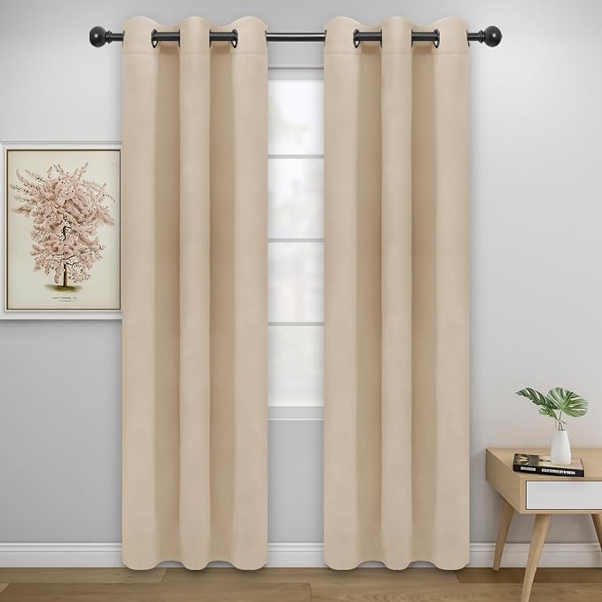 Easy-Going Thermal Grommet Blackout Curtains, 2 Panels 34x84 in, Noise Reduction by Easy-Going