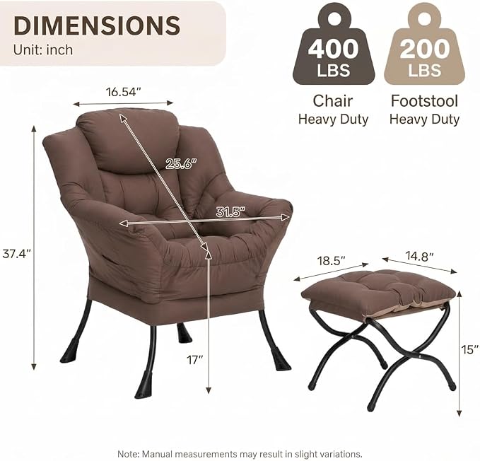 HollyHOME Lazy Chair with Foldable Ottoman, Accent Comfy Lounge Armchair and - Image 3