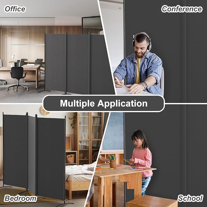 Kokorona 3 Panel Room Divider, 6FT Tall Folding Privacy Screen Wall Dividers - Image 6