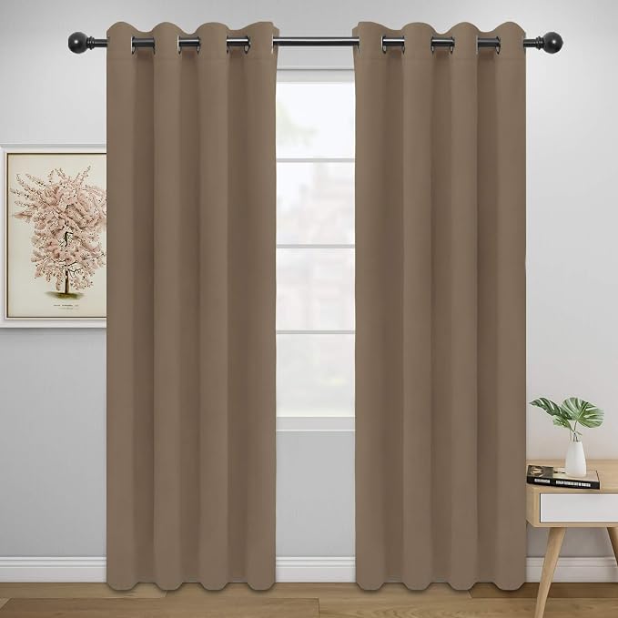 Easy-Going Thermal Grommet Blackout Curtains, 2 Panels 52x84 in, Camel | by Easy-Going