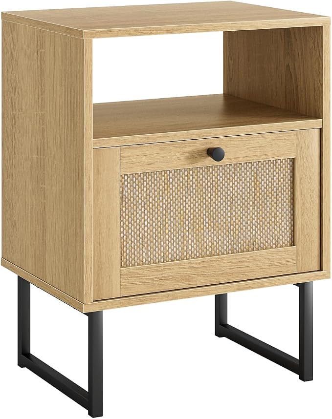 Masupu Extra Large Rattan Nightstand, Modern Boho Farmhouse Wood Bedside Table - Image 9