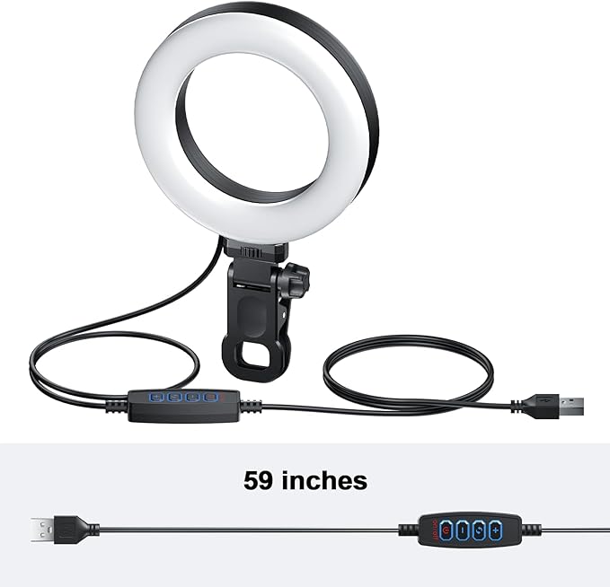 Meyin Ring Light Clip on Laptop Monitor, Webcam Light 10 Brightness Level Video Conference Lighting for Remote Working/Zoom Calls/Self Broadcasting/Live Streaming/Video Recording/TikTok