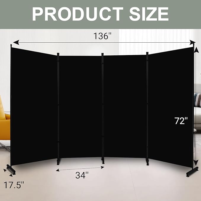Room Divider Folding Privacy Screens, 6FT Tall Divider - Image 6