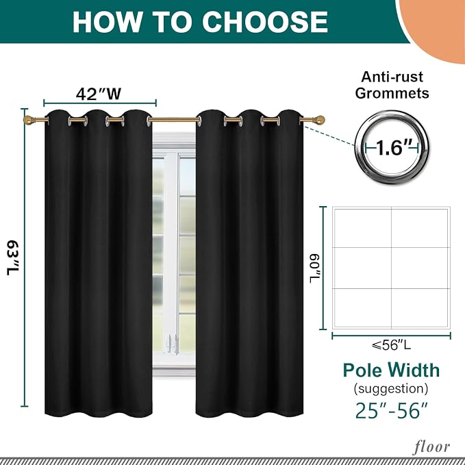 Diraysid 100% Blackout Curtains Black Linen Curtains - Image 5
