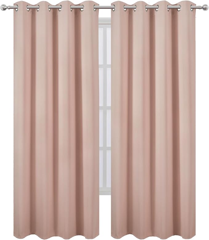 Blackout Curtains 66 x 95 inch/Blush Curtains Set of 2 Panels/Thermal Insulated - Image 2