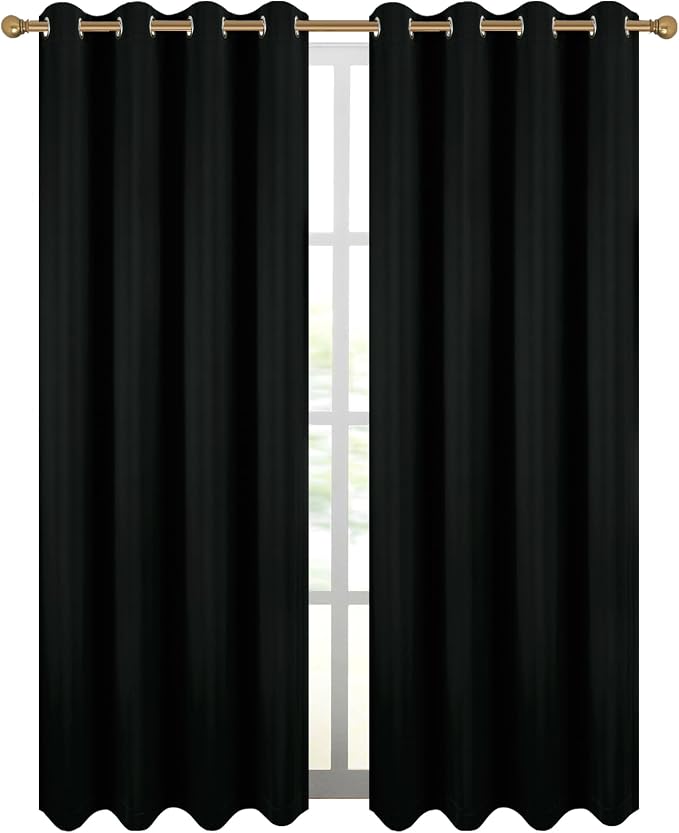 Diraysid Black Grommet Blackout Curtains - Image 2
