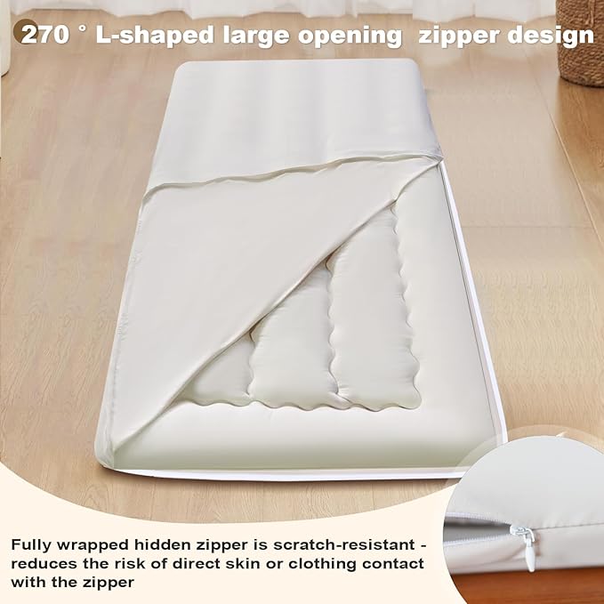 Floor Futon Cover Twin Size 82" L x 41" W Japanese Floor Futon Mattress Slipcover Tatami Mats Cover Washable Beige