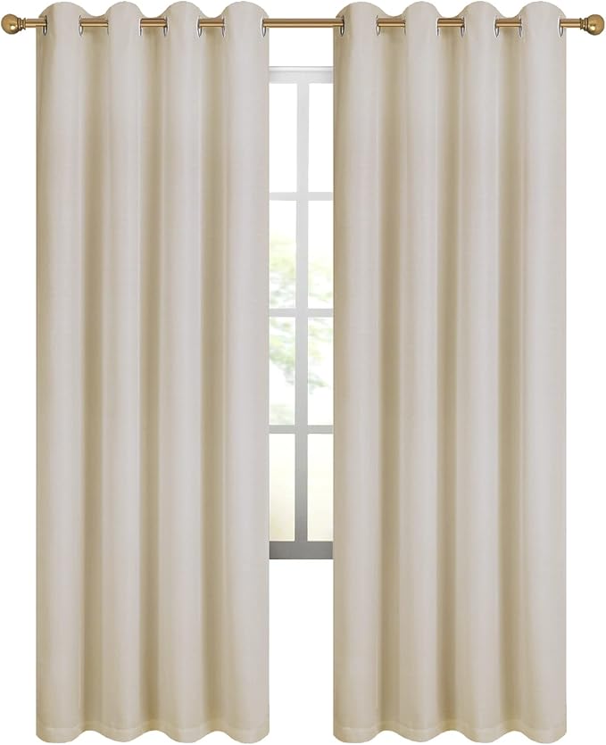 Diraysid 100% Blackout Curtains Light Beige Linen Curtains - Image 6