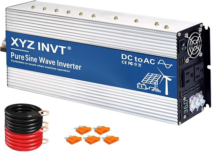 XYZ INVT 3000W Pure Sine Wave Inverter 36V to 120V AC, 6000W Peak Power, Power Converter for Solar System, Off-Grid Home, RV, Truck & Camping