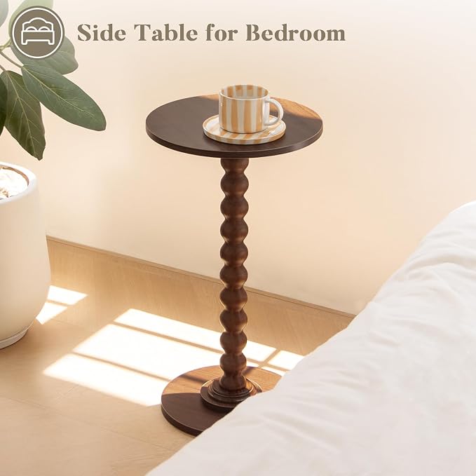 Fultyle Small Round Side Table, Walnut End Table - Image 7