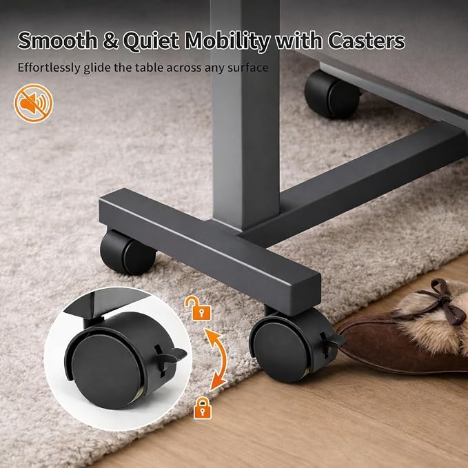 Adjustable Overbed Table with Wheels, Pneumatic Height Lift Rolling Bedside - Image 6