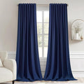 MIULEE Navy Blue Back Tab Blackout Curtains 52x102 Inch Long 2 Panels Set | Rod by MIULEE