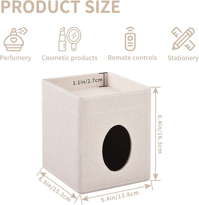 Tissue Box Cover with Storage Tray Square Tissue Box Holder PU Leather Facial - Image 5