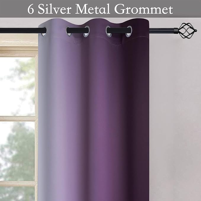 SimpleHome Ombre Purple to Grey White Curtains - Image 5