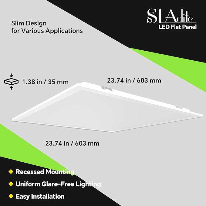 2x2 LED Light Flat Panel, 40/35/30/25/20W, 5 Color Temps 2.7K/3K/3.5K/4K/5K, Dimmable (0-10V) Recessed Ceiling Lights, 5200 LM, Fixture Flush Mount Ceiling for Office Kitchen Garage ETL-1Pack