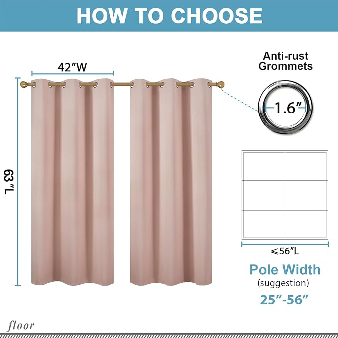 Diraysid Blush Grommet Blackout Curtains - Image 7