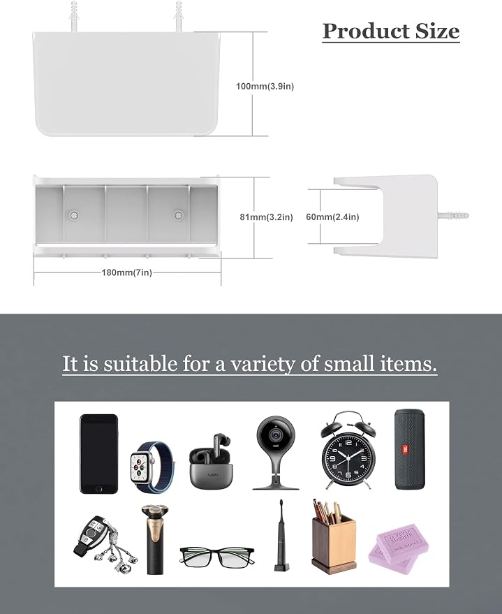 Bedside Wall Shelf Organizer, Small Bedside Shelf, | Wall Mount - Image 3