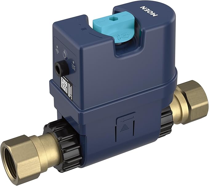 Moen Flo Smart Water Monitor and Automatic Shutoff Sensor, Wi-Fi Connected Water Leak Detector for 1-Inch Diameter Pipe, 900-006