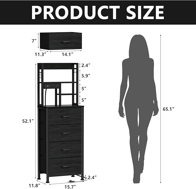 Tall Nightstand, LED Night Stand - Image 3