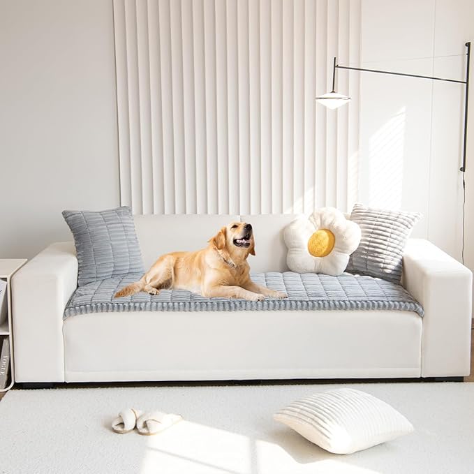 Non Slip Fuzzy Pet Couch Covers for Sofa, Washable Couch Cushion Covers for Large Dogs