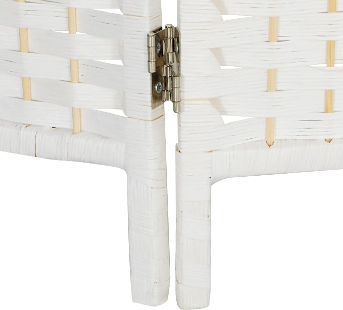 HOMCOM Room Divider 4-Panel, 6FT-Tall Folding Privacy Screen, Hand-Woven Design - Image 9