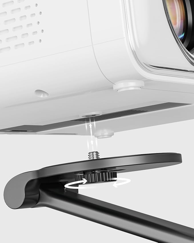 Aurzen Projector Foldable Stand, Ultra-Compact with Easy Setup, 180° Rotation, Compatible with TMY, HAPPRUN, Yaber, Epson & Most Projectors (¼-Inch Screw, Only Stand)
