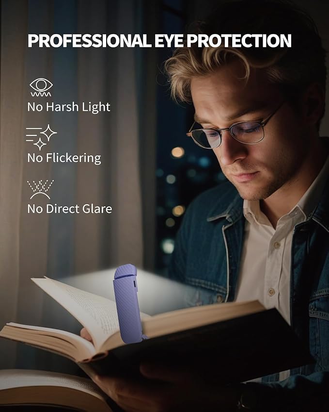 HEMONNKAM Book Reading Light, 2 Pack Rechargeable Clip on Booklight, Eye Caring - Image 3