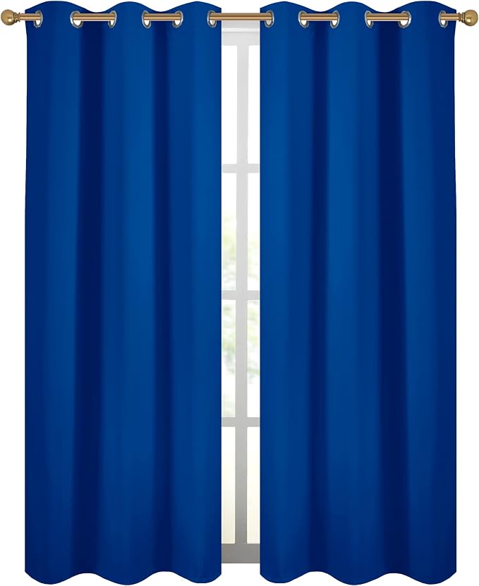 Diraysid Royal Blue Grommet Blackout Curtains - Image 2