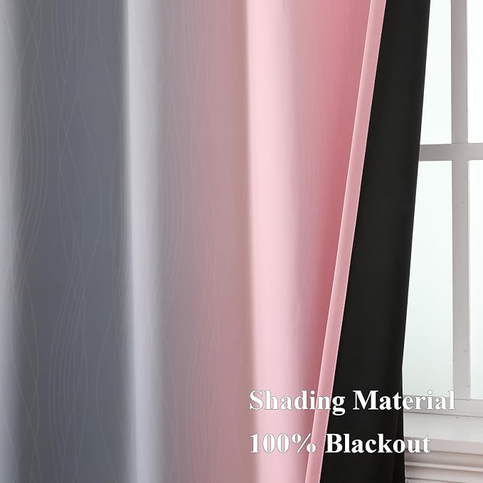 Pink and Grey Ombre Blackout Curtains - Image 5