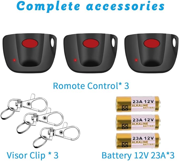3-Pack 300MHz 10 dip Switch for Multicode Garage Gate Door Opener Remote Control, Replacement for 3089,3070,3060,308911,MCS308911,MCS306010,MCS3070 Gate Clicker with Keychain.