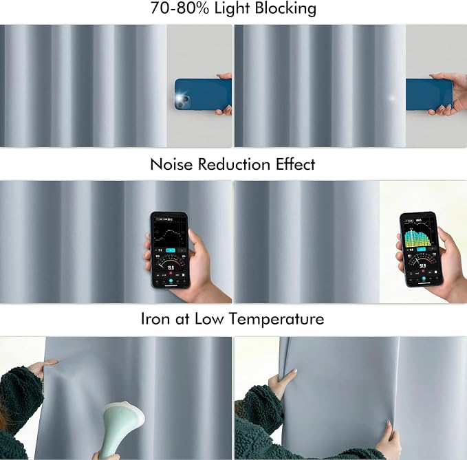 MIULEE Light Blue Back Tab Blackout Curtains 52x108 Inch Long 2 Panels Set | - Image 5